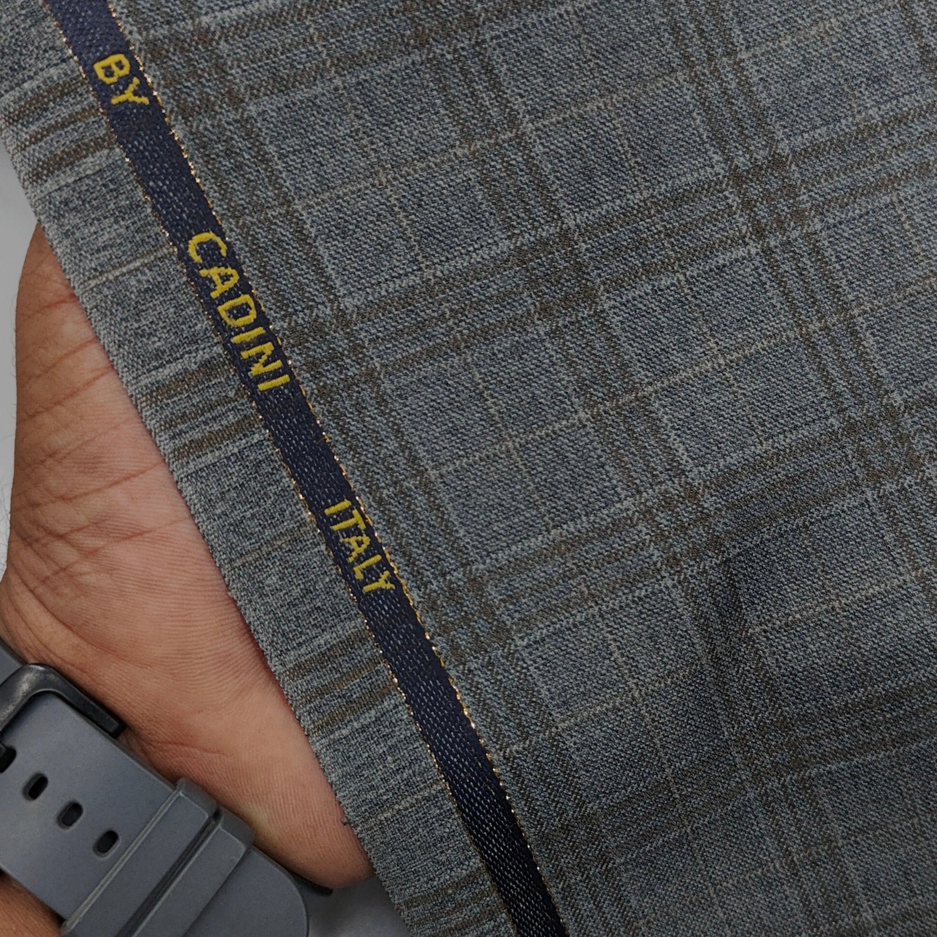 Trouser Fabric Canetti Italy Merino 110s Wool Blend Mild Check Colour Nevada Grey